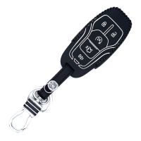 ❂▽ WFMJ Black Hand Sewing Leather 5 Buttons Remote Key Chain Cover Case Fob For Ford Mustang Fusion F-150 F-450 Edge Explorer F-550