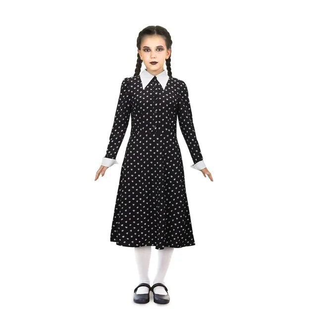 Wednesday Addams Black Dress Adult Kids One-piece Polka Dot Skirt ...