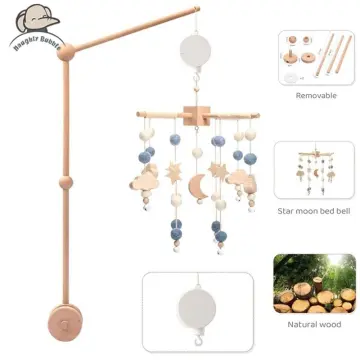 7Pcs Assembly Rattles Bracket Set Infant Crib Mobile Bed Bell Bracket  Protection Newborn Baby Toys Wooden Bed Bell Accessories