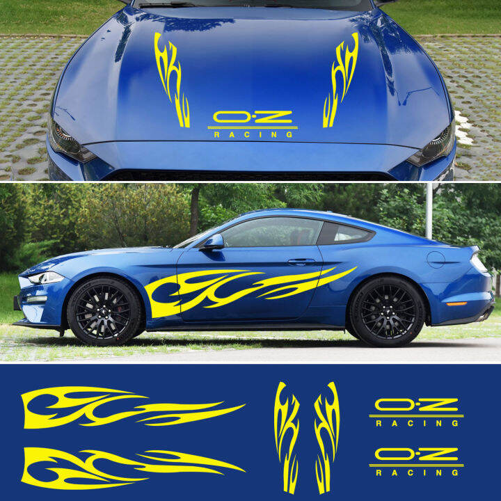 3pcs Car Body Sticker Flame Decals Auto Car Body Side Door Stickers ...