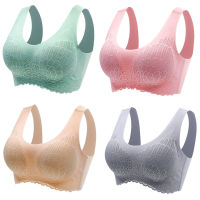 4Pcs Plus Size Bra M~4XL Seamless Bras For Women Underwear BH Sexy Lace Brassiere Push Up Bralette With Pad Vest Top Bra