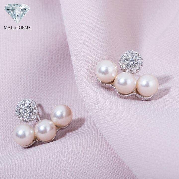 malai-gems-ต่างหูมุก-เงินแท้-silver-925-เพชรสวิส-cz-เคลือบทองคำขาว-รุ่น11012164-แถมกล่อง-ต่างหูเพชร-ต่างหูเงินแท้