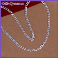 Caile 925เงินสเตอร์ลิงผู้ชาย Sideways FLAT CHAIN สร้อยคอ4mm