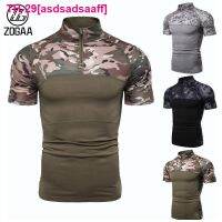 asdsadsaaff Zogaa camuflagem tática masculina camiseta com manga curta e gola zíper