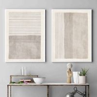 Abstract Beige Gray Poster Minimalist Line Canvas Print Paintings Wall Art Pictures Interior for Living Room Home Decor