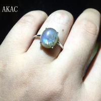 2ringsset AKAC 925sterling silver approx8-9*10-11mm natural labradorite adjustable ring