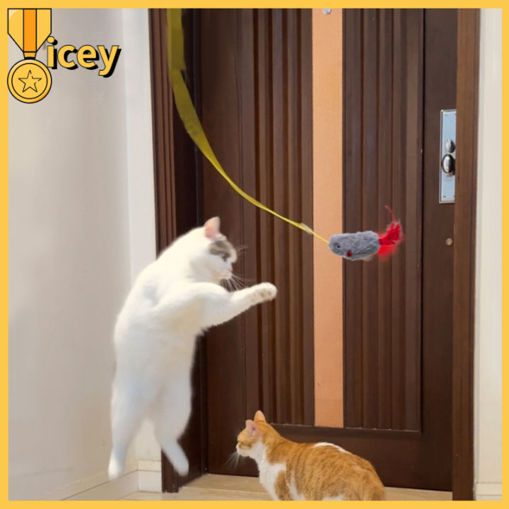 iceyhome-เมาส์จำลองแบบของเล่นแมวเก็บได้-เมาส์เชือกข่วนแบบประตูแบบแขวนเก็บได้อุปกรณ์สำหรับสัตว์เลี้ยงแมวในบ้าน