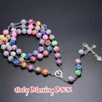 สร้อยสายประคำไม้กางเขน ✝️ Multicolor Rosary Medal of The Holy Prayer Cross Religious Jewelry ใช้ประกอบการสวดภาวนา