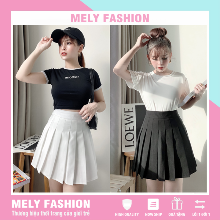 Chân váy xếp ly ngắn bản to màu xám phong cách Hàn Quốc  MixASale