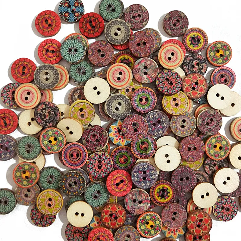 50/100Pcs Wooden Handmade Buttons 15/20/25mm Wooden Sewing Round