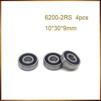 Free shipping 4PCS 6200-2RS 10X30X9mm ABEC deep groove ball Bearings/Bike Bearings 6200 RS bicycle Bearing