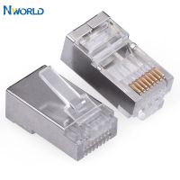 10ชิ้น/ล็อต Cat5e โลหะป้องกัน Rj45 8p8c อีเธอร์เน็ตเสียบเครือข่ายสาย Lan ปลั๊กหัวตัวเชื่อมอะแดปเตอร์