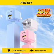 Pisen PD 30W Android sạc nhanh 3.0 cổng kép gan mini sạc nhanh hoặc iPhone