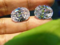 2 PIECES 28 CARATS เพชรรัสเซีย DIAMOND WHITE.สี สีขาว OVAL 12x16 MM   Cubic zirconia