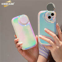 KISSCASE เคสมือจับสำหรับโทรศัพท์มือถือแบบพับได้เลเซอร์สีสันสดใสสำหรับ IPhone 14,13,12,11 Pro Max Plus,เคสซิลิโคนแบบนิ่มกันกระแทกสำหรับ Iphone 13 Pro Max เคสแต่งหน้าในตัว