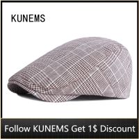 KUNEMS หมวกเบเร่ต์ลายสก็อตแฟชั่นย้อนยุคหมวกเด็กส่งหนังสือพิมพ์สำหรับผู้ชายหมวกผู้ชายเพื่อการพักผ่อนข้างหน้าหมวกคุณพ่อผ้าฝ้าย Boina หมวกแบน Gorras