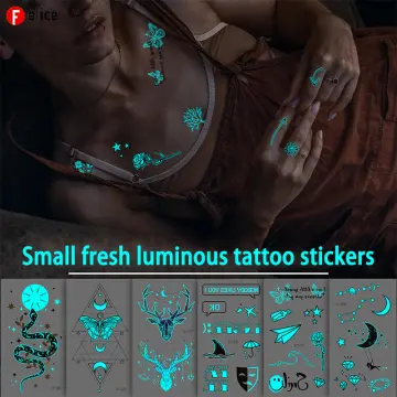 Luminous Tattoos Adult Women Wen Dancing Girls Earth Moon Feather Butterfly  Waterproof Temporary Tattoo Sticker Body Night Tatto - AliExpress