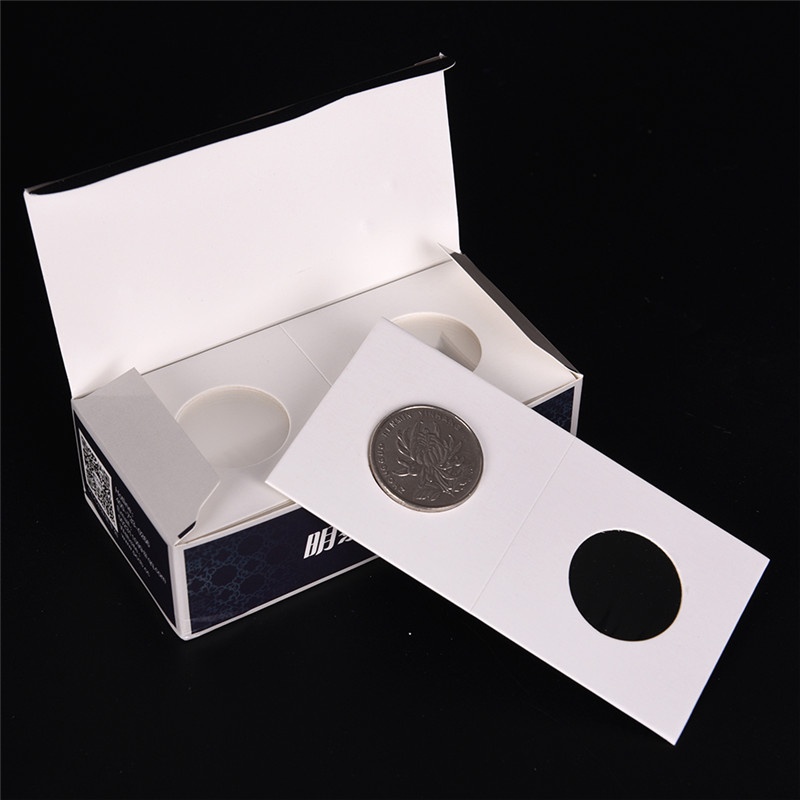 50Pcs New White Cardboard 2x2 Mylar Coin Holders with Storage Box Holder 2DF HI 