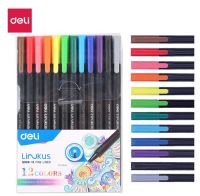 Deli ปากกาสี ปากกาหัวเข็ม เส็นเล็ก ชุดปากกา12 สี (จำนวน 1 ชุด)