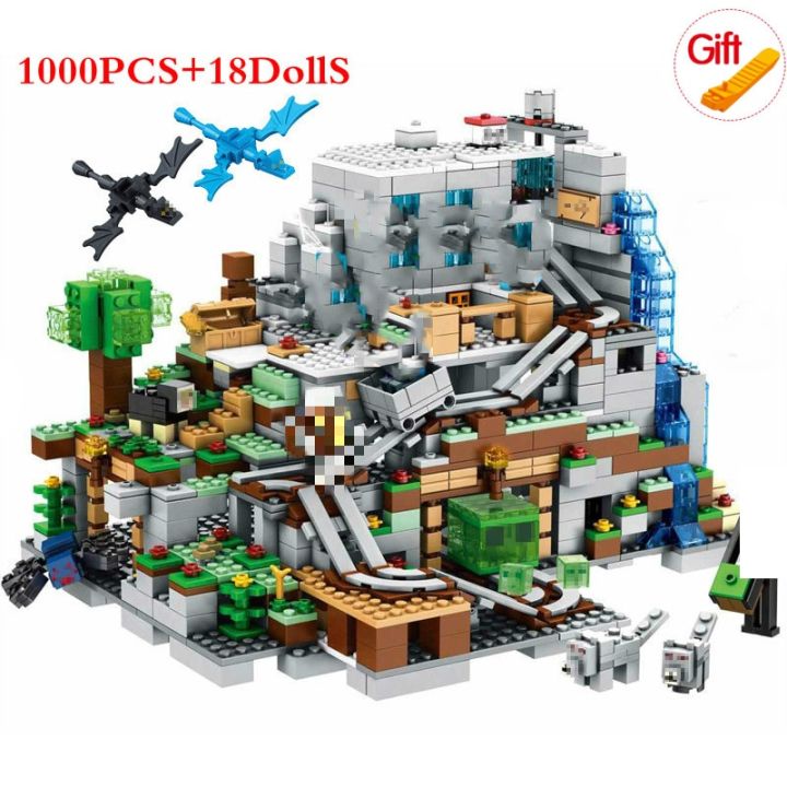 1208pcs-building-blocks-for-compatible-minecraftinglys-village-warhorse-city-tree-house-waterfall-educational-toys-for-childrens