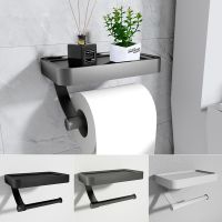 ♣ No Hole Paper Towel Holder Paper Towel Box Space Aluminum Bathroom Toilet Put Cell Phone Roll Paper Holder Wall Mounted Rack