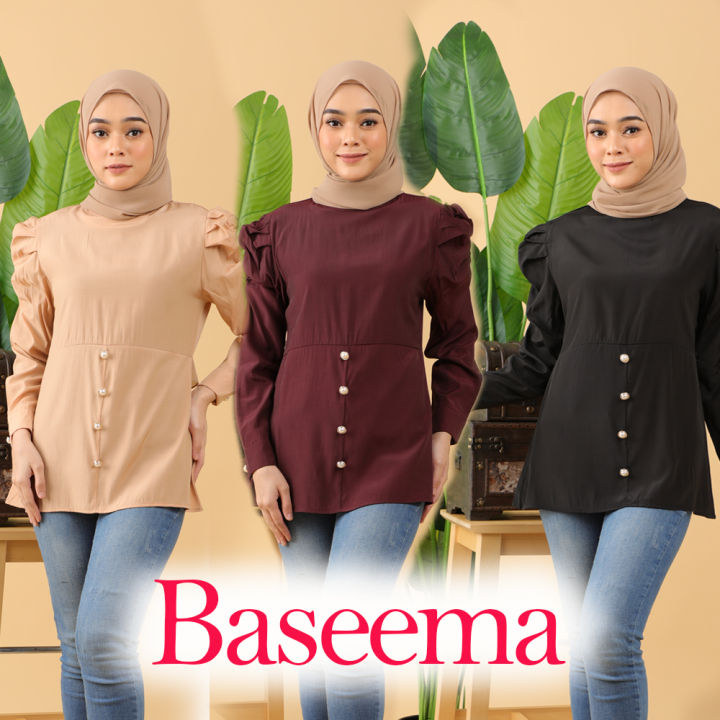 blouse-puff-button-zoe-arissa-basema-wudhu-friendly-muslimah-fashion-outfit-style-attire