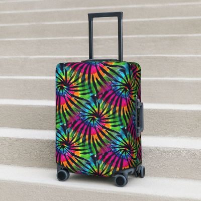 【LZ】✶▧◇  Tie Dye Pinwheels Mala Capa Impressão Colorida De Voo Suprimentos De Bagagem Divertidos Protetor De Viagem De Cruzeiro