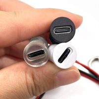 ▽✣♚ 10pcs Wire LED light USB Type-c Waterproof Connector Direct compression female base Socket Charging Interface With nut Welding