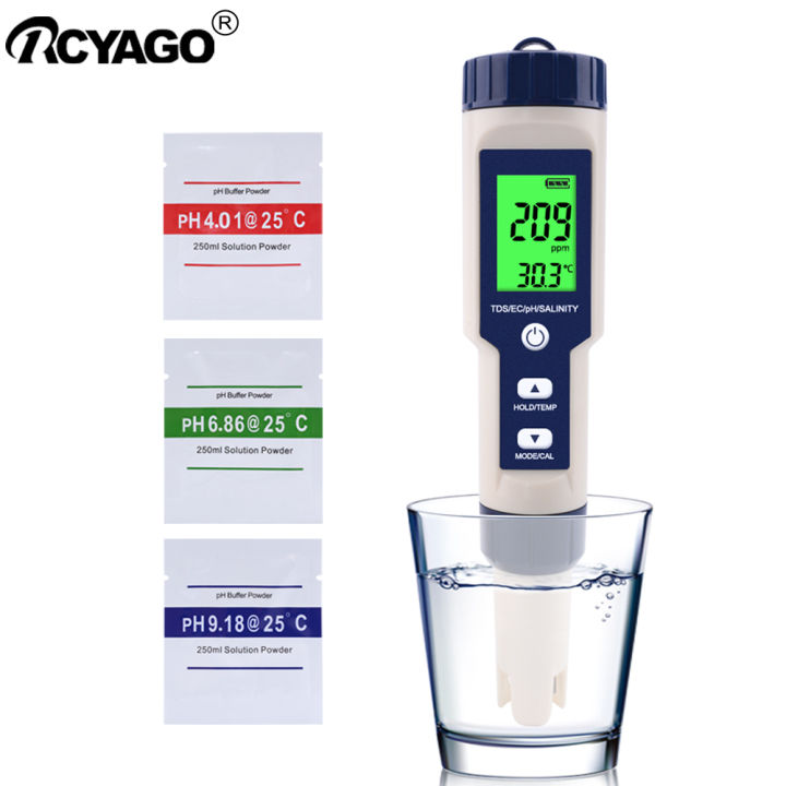 rcyagoพืชสวน5-in1-ph-meter-amp-เครื่องวัดสารละลายph-tds-ec-ความเค็ม-อุณหภูมิวัดคุณภาพน้ำปากกา