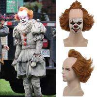 MYCOLOR Pennywise วิกผมหยิกหัวล้าน Stephen Kings It กางเกงขาสั้นแบบสั้น วิกโจ๊กเกอร์ตัวตลก ตลกๆ สีน้ำตาลสีน้ำตาลเข้ม วิกผมคอสเพลย์ฮาโลวีน