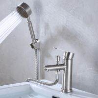 304 Stainless Steel Double Basin Shower Head Faucet Pull Hot Cold Torneiras Do Banheiro Смеситель Для Ванной Bañobathroom Faucet