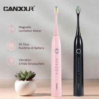 CANDOUR CD5166แปรงสีฟันไฟฟ้าชาร์จ USB แปรงฟันเกี่ยวกับระบบเสียงที่สามารถชาร์จไฟได้สำหรับหัวแปรงเปลี่ยนได้ที่มีหัวแปรง16ชิ้น