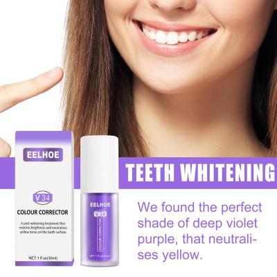 Purple Toothpaste for Teeth Whitening, v34 Color Corrector Teeth Whitening Toothpaste for Teeth Cleaning
