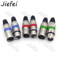 6pcs 3 colors Red Blue Green XLR 3 Pin Audio Microphone Cable Connector Male Female MIC Plug Cable Connect XLR Adapter