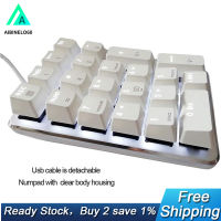 21ปุ่มสีขาว Backlit เชิงกลแป้นพิมพ์ตัวเลข Numpad พร้อมสวิตช์ Cherry Blue สำหรับเดสก์ท็อปโน้ตบุ๊ค PC