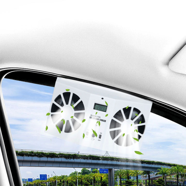 พัดลมดูดอากาศรถยนต์-พัดลมดูดอากาศพลังงานแสงอาทิตย์ในรถยนต์-พัดลมดูดอากาศแบบแขวน-แผงโซลาร์เซลล์ภายนอก-แบตเตอรี่-1200mah-ในตัว
