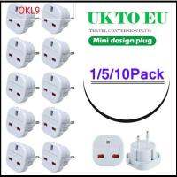 OKL9 1/5/10pcs อุปกรณ์เสริมสำหรับเดินทาง เครื่องชาร์จพลังงาน ยุโรปยุโรป อะแดปเตอร์สำหรับเดินทาง ตัวแปลงหน่วยจาก UK เป็น EU ขั้วต่อเต้าเสียบ ปลั๊กซ็อกเก็ต