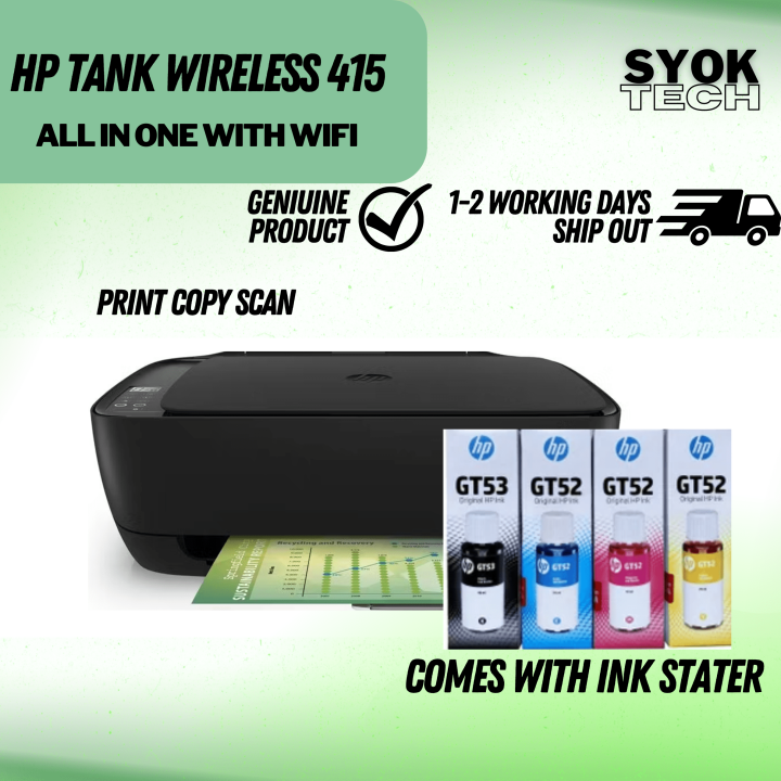HP INK TANK WIRELESS 415 ALL IN ONE PRINT COPY SCAN WIFI PRINTER REFILL INKJET Lazada
