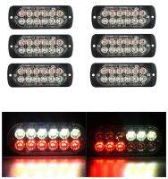 Fuleem แฟลชฟื้นคืน12led สีขาวสีแดง12V 24V 36W กันน้ำ6ชิ้น