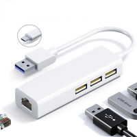 USB Ethernet พร้อม3พอร์ต USB HUB 2.0 RJ45 Lan การ์ดเครือข่าย USB To Ethernet Adapter สำหรับ Mac IOS PC RTL8152 USB 2.0 HUB