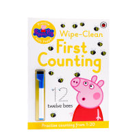 Original English version Peppa Pig Practise with Peppa Wipe-Clean First Counting pink pig girl with brush pen number can be repeated erased piggy pic dress