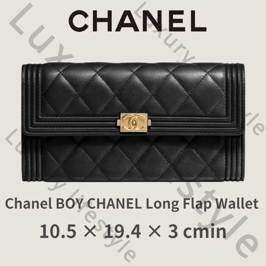 Chanel 27675793 Black Caviar Shine Gold Tone BOY CHANEL Long Flap Wallet   The Attic Place