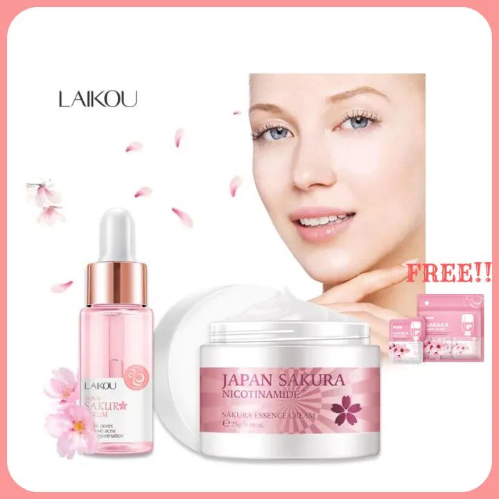 COMBO LAIKOU Japan Sakura Serum And Collagen Face Cream Acne Pimple