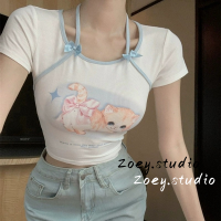 Zoey.Studio เสื้อครอป เสื้อยืด ชุดเซ็ทผู้หญิง เสื้อยืดคอกลม เสื้อยืด ผญสวย ๆ เวอร์ชั่นเกาหลี ผ้าคอตตอน ใส่สบาย เรียบง่าย 2023NEW A99J7M4 37Z230912