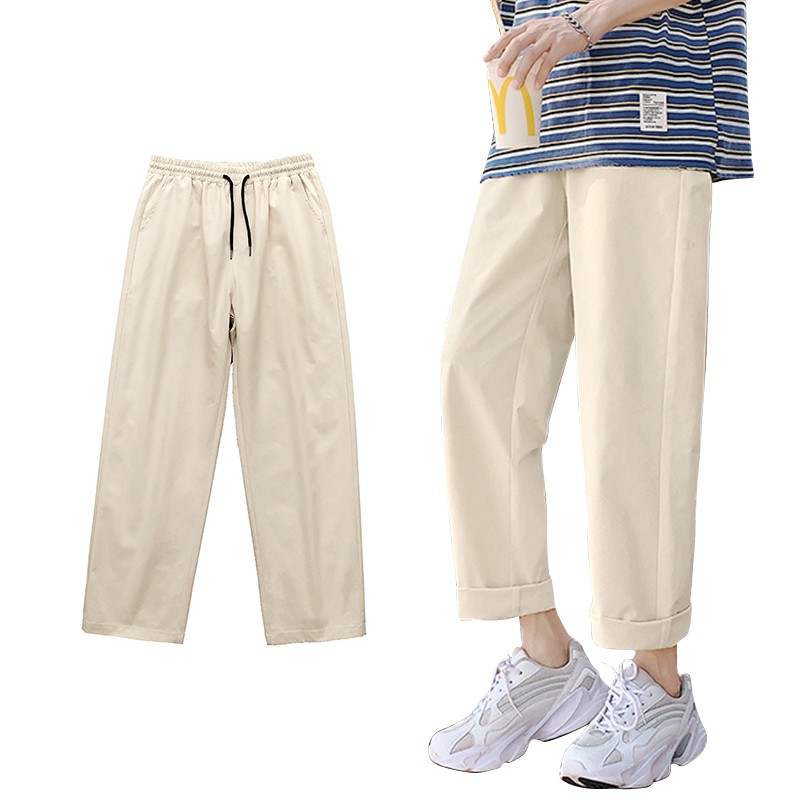 New Casual Pants Men Fashion Loose Straight Cotton Plus Size Pants Long Trousers,Sandy,29
