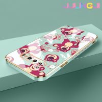 Jlingji เคสปลอกสำหรับ Samsung S10พลัส S9พลัส,เคสซิลิโคนดีไซน์ใหม่ลายหมีสตรอเบอร์รี่เคสมือถือฝาปิดเลนส์เต็มรูปแบบปกป้องกล่องกันกระแทกกล้อง Softcase