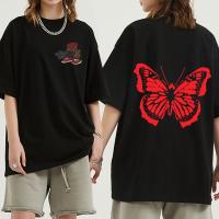 Awesome Playboi Carti Hop Tee 2Pac Rap Tshirt Red Butterfly Print Tshirt T Gildan