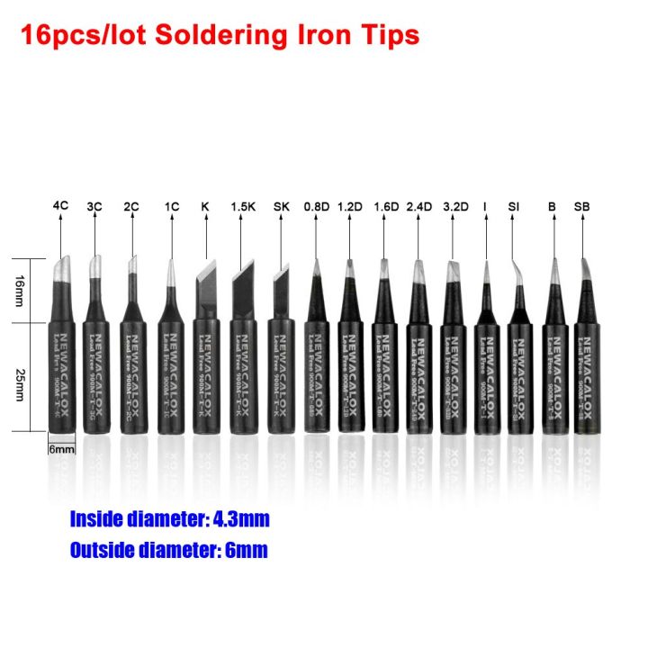 newacalox-16ชิ้นปลายเชื่อมหัวเหล็กตะกั่ว900m-t-สำหรับ936-937-907-hakko-yihua-de-iron-solde-station