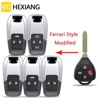 ◙ HE Xiang Car Key Shell Case For Toyota Corolla Camry RAV4 Auris Prado Tarago REIZ Crown Avalon Venza Upgrade Ferrari Type Flip