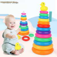 Early Educational Rainbow Tower Stacking Circle Fun Duck Ring Puzzle Game Pyramid Kid Toddler Color Cognition Toy Gift